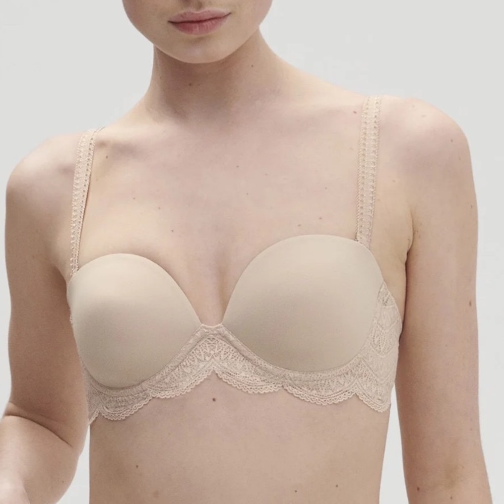 Simone Perele Karma Strapless Multi-Position Bra Peau Rose 12V302 32F NWT Z2